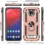 Moto Z4 Case, Moto Z4 Play Case with HD Screen Protector,Gritup 360 Degree Rotating Metal Ring Holder Kickstand Armor Anti-Scratch Bracket Cover Phone Case for Motorola Moto Z4 Force Rose Gold