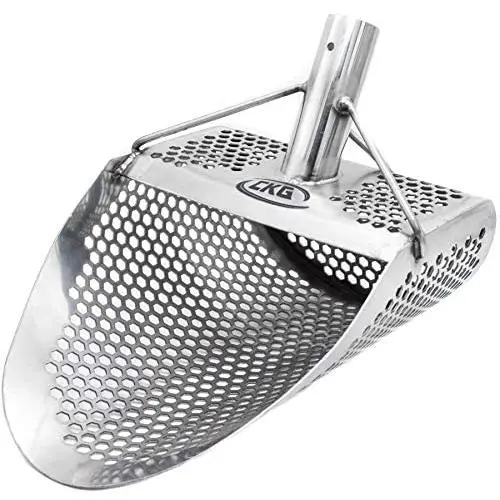 CKG Metal Detecting Sand Scoop 11'' x 8'' Stainless Steel Shovel for Beach Treasure Hunting Designed with 7mm Hexagon Shaped Holes CKG Metal Detecting Sand Scoop 11'' x 8'' Stainless Steel Shovel for Beach Treasure Hunting Designed with 7mm Hexagon Shaped Holes