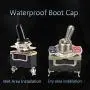 ESUPPORT Silver Contact Heavy Duty 20A 125V 15A 250V SPST 2 Terminal Pin ON/OFF Rocker Toggle Switch Metal Waterproof Boot Cap Cover Copper Terminal Pack of 3
