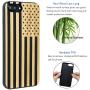 iProductsUS American Flag Phone Case Compatible with iPhone SE (2020), iPhone 8, 7, 6/6S and Screen Protector, Engraved in USA, Built-in Metal Plate, TPU Bumper Protective Black Bamboo Cover (4.7)