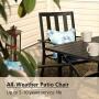 PHI VILLA 5 Piece Outdoor Patio Dining Set, Square Metal Slatted Table with 1.57” Umbrella Hole & 4 Metal Chairs for Deck, Yard
