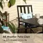 PHI VILLA Black Outdoor Patio Metal Steel Dining Arm Chairs Set of 2 for Garden,Backyard,Living Room