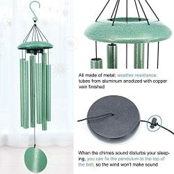 ASTARIN Wind Chimes Outdoor Deep Tone,36 Inch Large Sympathy Wind Chimes Outdoor with 6 Metal Tubes Tuned Relaxing Melody,Beautiful Memorial Windchimes Deep Tone for Mom Dad Grandma,Patina Green