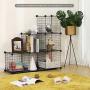 SONGMICS Metal Wire Cube Storage,6-Cube Shelves Organizer,Stackable Storage Bins, Modular Bookcase, DIY Closet Cabinet Shelf, 36.6”L x 12.2”W x 36.6”H, Black