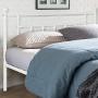 VECELO Full Size Bed Frame, Metal Platform Mattress Foundation/Box Spring Replacement with Headboard Victorian Style, White