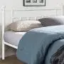 VECELO Full Size Bed Frame, Metal Platform Mattress Foundation/Box Spring Replacement with Headboard Victorian Style, White VECELO Full Size Bed Frame, Metal Platform Mattress Foundation/Box Spring Replacement with Headboard Victorian Style, White