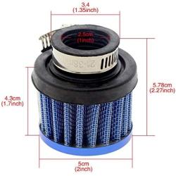 ZYHW Auto Car Universal 25mm Inlet Dia Air Intake Cone Filter Parts Blue