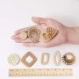 SUNNYCLUE 16pcs Handmade Rattan Woven Reed Cane Charms Connector Pendants Linking Rings Geometric Round Oval Bohemian Lightweight Circle for Straw Wicker Braid Earrings Jewelry Making NO Hole