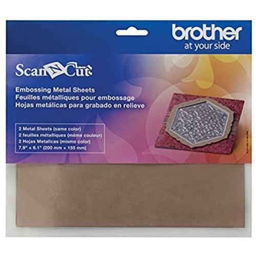 Brother ScanNCut Embossing Brass Metal Sheets CAEBSBMS1, 2 Pieces 7.9'' x 6.1'' for Custom Cards, Home Décor and More