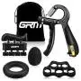 GRM Hand Grip Strengthener Counting Forearm Trainer Workout Kit, 11-132Lbs Adjustable Resistance Grip Strength Trainer, Finger Exerciser, Finger Stretcher, Grip Ring, Stress Relief Grip Ball