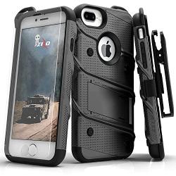 ZIZO Bolt Series for iPhone 8 Plus Case/iPhone 7 Plus Case Military Grade Includes Glass Screen Protector, Belt Holster Clip Lanyard (Gunmetal Gray)