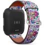 Compatible with Fitbit Versa/Versa 2 / Versa LITE/Leather Watch Wrist Band Strap Bracelet with Quick-Release Pins (Festive Sugar Skulls Heart)