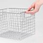mDesign Farmhouse Decor Metal Wire Food Storage Organizer, Bin Basket with Handles for Kitchen Cabinets, Pantry, Bathroom, Laundry Room, Closets, Garage - 12'' x 9'' x 8'' - 2 Pack - Chrome