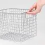 mDesign Farmhouse Decor Metal Wire Food Storage Organizer, Bin Basket with Handles for Kitchen Cabinets, Pantry, Bathroom, Laundry Room, Closets, Garage - 12'' x 9'' x 8'' - 2 Pack - Chrome