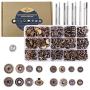 Aiskaer 120 Sets Snap Fasteners Kit, Metal Snap Buttons Press Studs with 9 Pieces Fixing Tools, Bronze Clothing Snaps Kit for Leather, Coat, Down Jacket, Jeans Wear and Bags