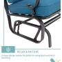 Oakmont Outdoor Loveseat Patio Swing Rocking Glider 2 Seats Metal Furniture Set (Peacock Blue)