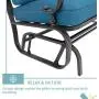 Oakmont Outdoor Loveseat Patio Swing Rocking Glider 2 Seats Metal Furniture Set (Peacock Blue)
