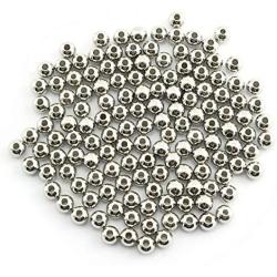 RuiLing 100-Pack 304 Stainless Steel Smooth Round Spacer Beads 2mm Hole,Seamless Loose Beads for Jewelry Making Findings DIY Crafts Accessories 6mm(Silver)