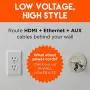 Echogear Off-White Cable Concealer for Wall Mounted TV - in-Wall Cord Management Kit Hides Low Voltage Wires - Includes 2 Pass Through Grommets, Locking Brackets, and Hole Saw Drill Attachment