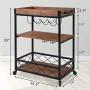 CHARAVECTOR Bar Cart Kitchen Bar&Serving Cart for Home with 3 -Tier Storage Shelves Kitchen Island Cart,Metal Wine Rack Storage and Glass Bottle Holder