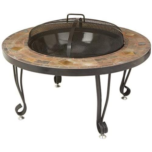 AmazonBasics 34-Inch Natural Stone Fire Pit with Copper Accents