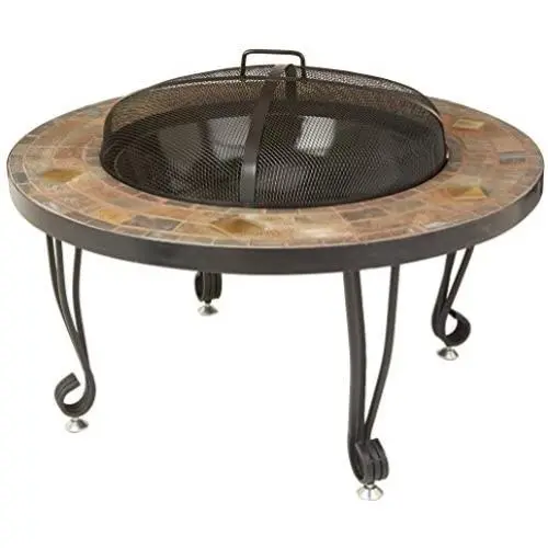 AmazonBasics 34-Inch Natural Stone Fire Pit with Copper Accents AmazonBasics 34-Inch Natural Stone Fire Pit with Copper Accents