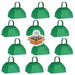 Metal Cowbells with Handles 3 inch Novelty Noise Maker - 12 Pack (Green)