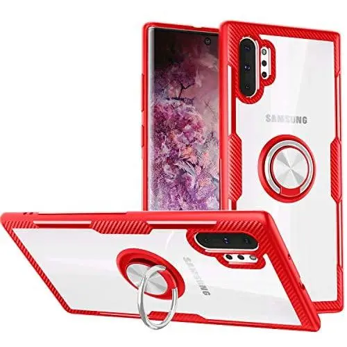 Galaxy Note 10+ Plus/Pro/5G Case,WATACHE Crystal Clear Carbon Fiber Design Armor Protective Case with 360 Degree Rotation Finger Ring Grip Holder Kickstand for Galaxy Note 10+/Plus,Red Galaxy Note 10+ Plus/Pro/5G Case,WATACHE Crystal Clear Carbon Fiber Design Armor Protective Case with 360 Degree Rotation Finger Ring Grip Holder Kickstand for Galaxy Note 10+/Plus,Red