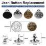 [Upgraded] Button Pins for Pants TOOVREN 8 Sets Instant Buttons Jean Button 17mm Replacement Pin Adjuster for Clothes Metal Clips Snap Tack, No Sew Extend or Reduce Any Pants Waist In Seconds