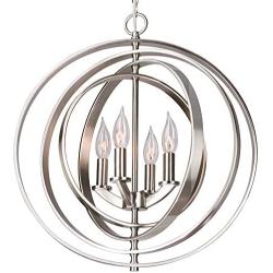 Kira Home Orbits 18'' 4-Light Modern Sphere/Orb Chandelier, Brushed Nickel Finish