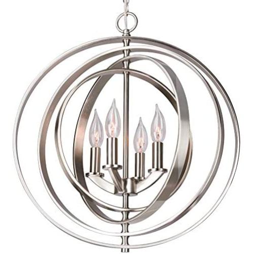 Kira Home Orbits 18'' 4-Light Modern Sphere/Orb Chandelier, Brushed Nickel Finish