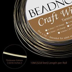 BEADNOVA Craft Wire Jewelry Beading Wire Tarnish Resistant Copper Wire for Jewelry Making with Cutting Pliers (5pcs, 26 Gauge)