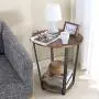 KingSo End Table Round 2-Tier Industrial Side Table with Storage Shelf Metal Frame Nightstand Easy Assembly & Sturdy Sofa Coffee Table for Living Room, Bedroom, Rustic Brown KingSo End Table Round 2-Tier Industrial Side Table with Storage Shelf Metal Frame Nightstand Easy Assembly & Sturdy Sofa Coffee Table for Living Room, Bedroom, Rustic Brown