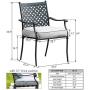 Top Space Metal Dining Chair Indoor Outdoor Use Patio Dinning Chairs Set,Dining Bistro Cafe Side Metal Chairs Set of 4 with Arms and Seat Cushions(4 PC, Grey)
