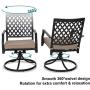 MFSTUDIO 5 Piece Black Metal Outdoor Patio Dining Furniture Set with 4 Swivel Chairs and 37'' Steel Frame Slat Larger Square Table with 1.57“ Umbrella Hole for Indoor and Outdoor, Black