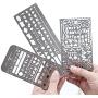Yansanido Pack of 3 Stainless Steel Drawing Ruler Painting Stencils Scale Template Sets Graphics Stencils Number Template Ruler Stencils for Very Fine Pen Tip (3 Pack)