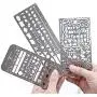 Yansanido Pack of 3 Stainless Steel Drawing Ruler Painting Stencils Scale Template Sets Graphics Stencils Number Template Ruler Stencils for Very Fine Pen Tip (3 Pack)