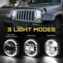 Xprite 7 Inch CREE LED Headlights DOT Approved for Jeep Wrangler JK LJ CJ TJ Hummber H1 H2 1997-2018, with High/Low Beam, Halo DRL Round Headlamps