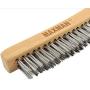 Wire Brush,Stainless Steel Wire Scratch Brush for Cleaning Rust with 14'' Long Curved Beechwood Handle,Large