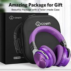 COWIN E7 PRO [Upgraded] Active Noise Cancelling Headphones Bluetooth Headphones with Microphone/Deep Bass Wireless Headphones Over Ear, 30 Hours Playtime for Travel/Work, Purple