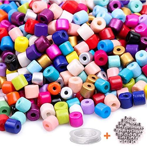 Beads for Bracelet, 1LB 6mmx7mm Pony Beads, 950pcs Mixed Color Cylindrical Glass Waist Seed Beads with 4mm Metal Spacer Beads and a Elastic String for Jewelry Necklace,Waist Chain Making