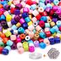 Beads for Bracelet, 1LB 6mmx7mm Pony Beads, 950pcs Mixed Color Cylindrical Glass Waist Seed Beads with 4mm Metal Spacer Beads and a Elastic String for Jewelry Necklace,Waist Chain Making