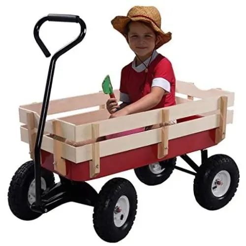 Giantex All Terrain Cargo Wagon Wood Railing Kids Children Garden Air Tires Outdoor Red Giantex All Terrain Cargo Wagon Wood Railing Kids Children Garden Air Tires Outdoor Red
