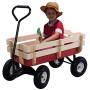 Giantex All Terrain Cargo Wagon Wood Railing Kids Children Garden Air Tires Outdoor Red