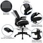 Flash Furniture Mid-Back Transparent Black Mesh Drafting Chair with Black Frame and Flip-Up Arms