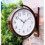 Bestime 17inch Metal Case Double Side Clock. Antique Copper Look. Indoor/Outdoor Garden