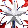 Exhart Star Spangled Wind Spinner - Pinwheels Outdoor Decor w/American Themed Metal Design - Kinetic Art Garden Spinner with Blue, Red, and White Stars Spinning Blades, 20'' L x 7'' W x 83'' H