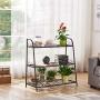 FaithLand 3-Tier Indoor/Outdoor Metal Plant Stand, Flower Pots Holder, Plant Display Rack, Stand Shelf, Shoe Organizer, Utility Storage Organizer Rack