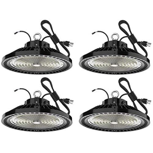 200 Watt UFO High Bay LED Lights , Dimmable 30000 Lumen, Listed 800W HPS or MH Bulbs Equivalent , 5000K Bright White , Industrial Highbay Light , Warehouse Light Fixture , AC 90-277V 4Pack