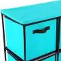 Function Home 6 Drawer Storage Organizer, Fabric Chest Cabinet, 3 Tier Metal Shelves with 6 Non-Woven Collapsible Bins, Organizer Tower Unit for Storing Clothing Documents Books Towels in Turquoise